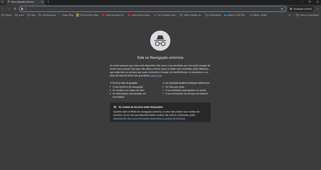 Uma imagem do navegador web Google Chrome.