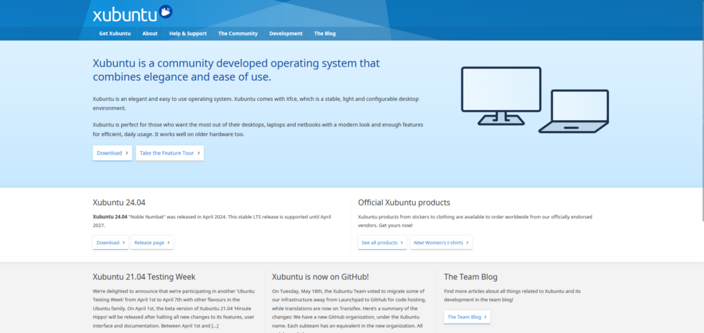 Uma imagem do website do Xubuntu.
