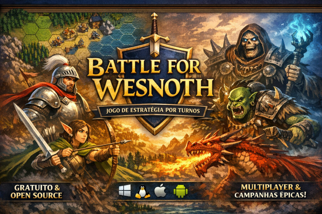 Foto de artigo sobre jogo chamado Battle for Wesnoth.