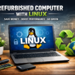 Article image with a refurbished computer with Linux.