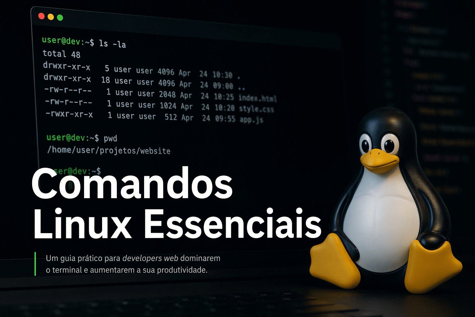 Imagem de destaque do tutorial sobre terminal Linux.