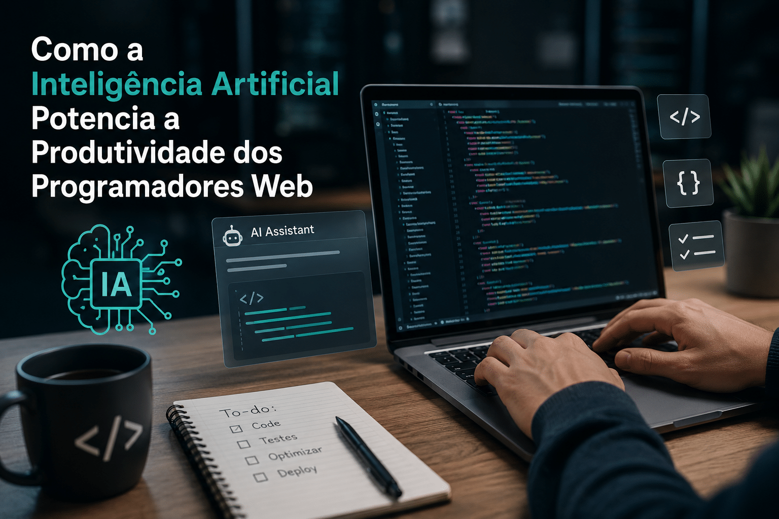 Foto de artigo sobre a inteligência artificial e a produtividade no desenvolvimento web.