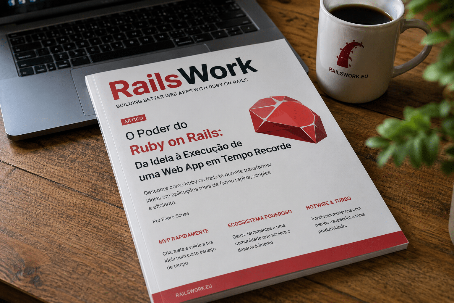 Foto de artigo sobre a facilidade de executar ideias com Ruby on rails.